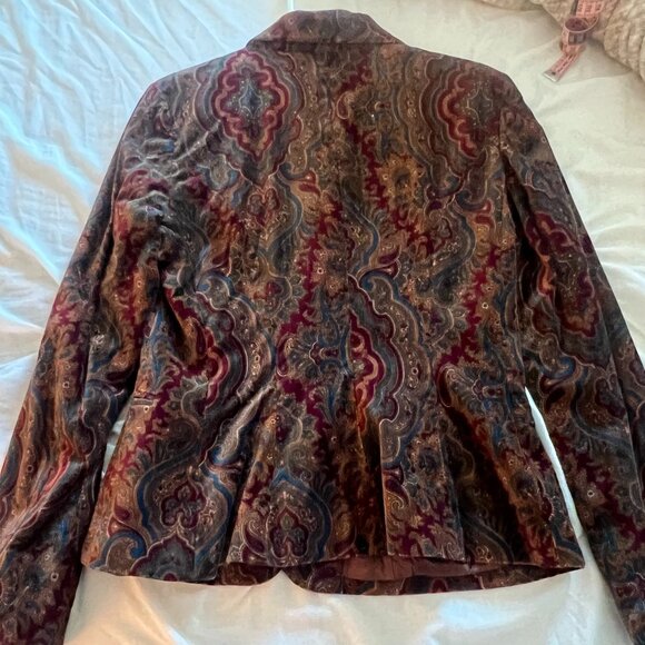 Lauren Ralph Lauren Velvet Paisley Jacket Blazer - Picture 4 of 6